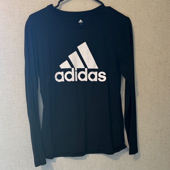 Adidas Black and White Logo Long Sleeve Tee - Picture 1 of 1